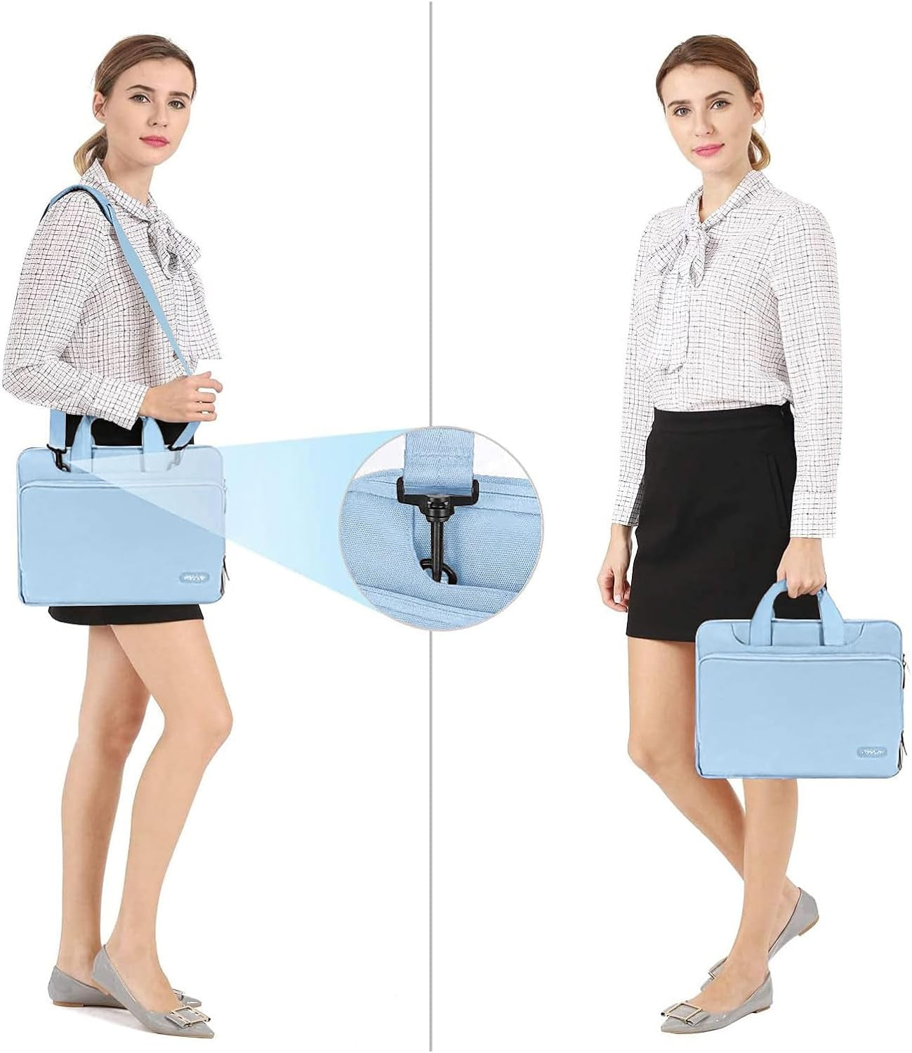 360° Protective Laptop Bag for 15.6-Inch to 16-Inch Devices, Compatible with MacBook Air/Pro, HP, Dell, Lenovo, and Asus - Stylish Carrying Case with Strap and Handle in Airy Blue