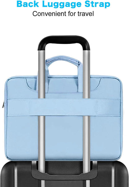 360° Protective Laptop Bag for 15.6-Inch to 16-Inch Devices, Compatible with MacBook Air/Pro, HP, Dell, Lenovo, and Asus - Stylish Carrying Case with Strap and Handle in Airy Blue