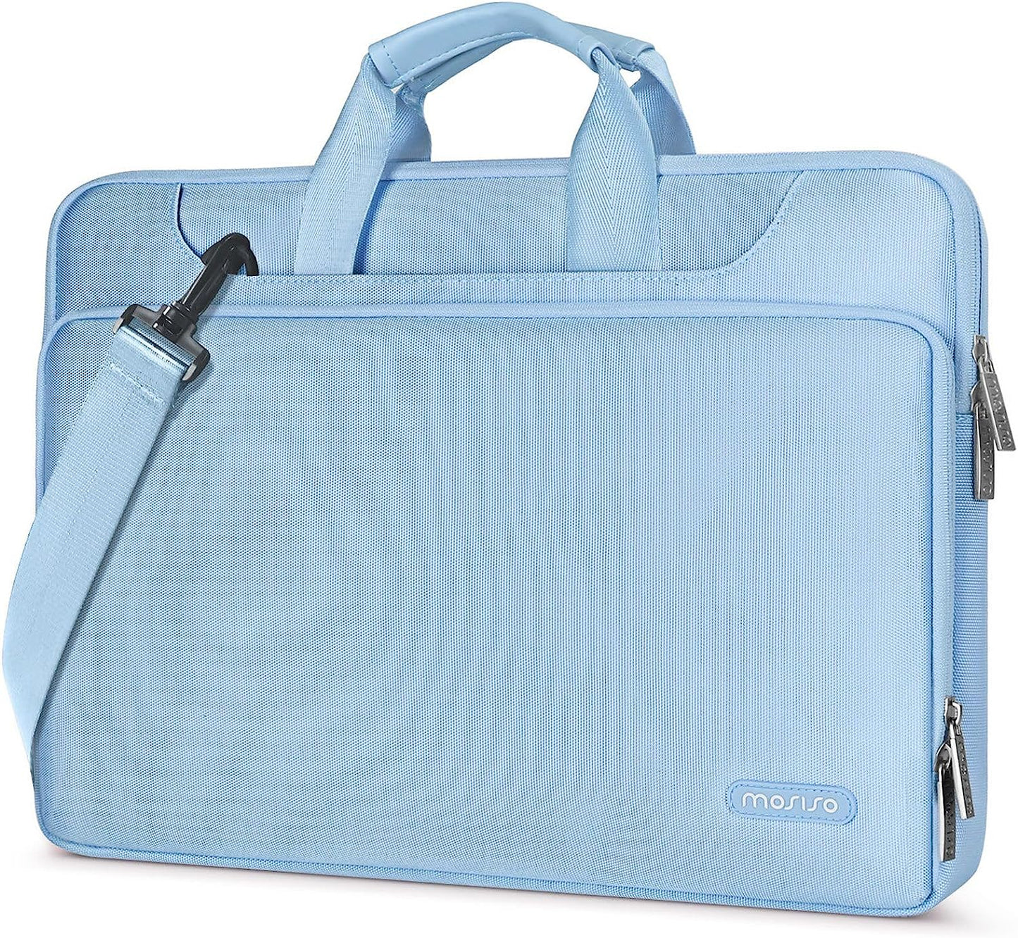 360° Protective Laptop Bag for 15.6-Inch to 16-Inch Devices, Compatible with MacBook Air/Pro, HP, Dell, Lenovo, and Asus - Stylish Carrying Case with Strap and Handle in Airy Blue
