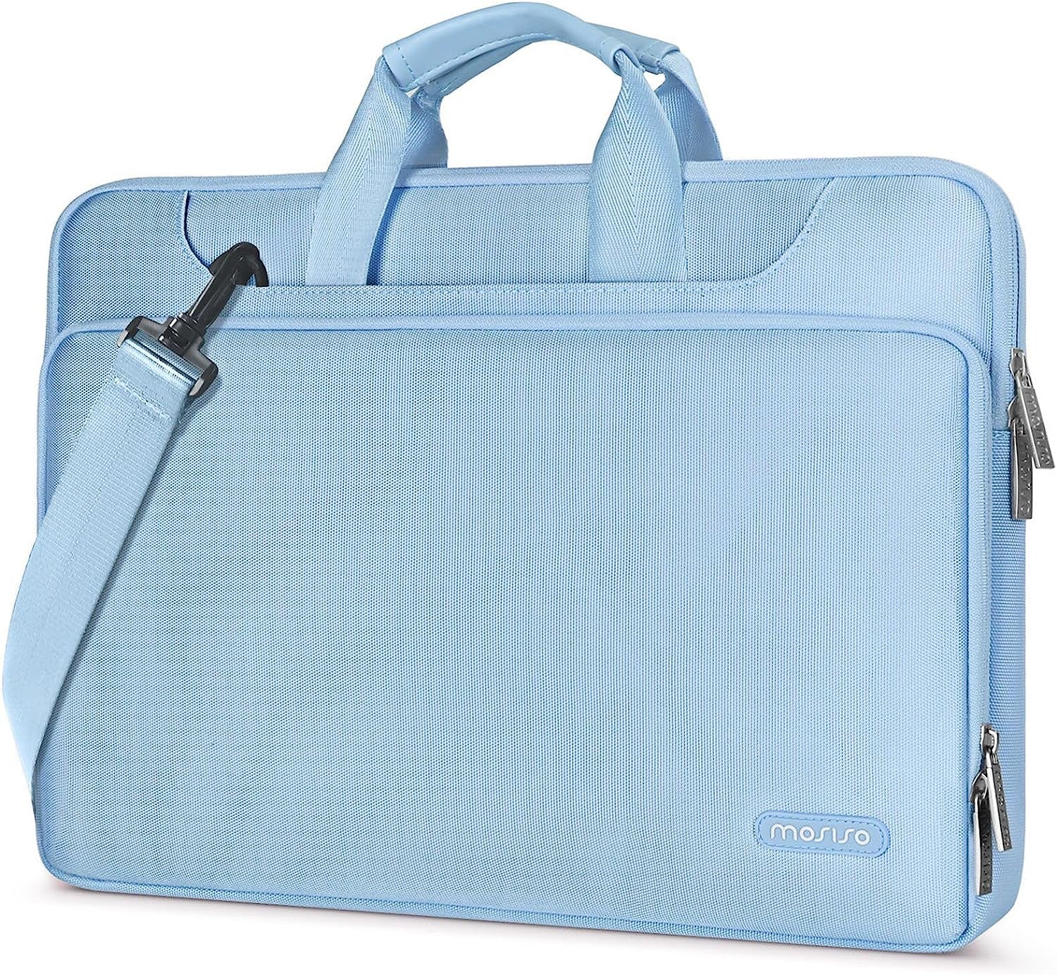 360° Protective Laptop Bag for 15.6-Inch to 16-Inch Devices, Compatible with MacBook Air/Pro, HP, Dell, Lenovo, and Asus - Stylish Carrying Case with Strap and Handle in Airy Blue