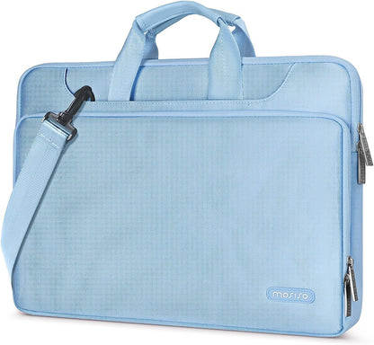360° Protective Laptop Bag for 15.6-Inch to 16-Inch Devices, Compatible with MacBook Air/Pro, HP, Dell, Lenovo, and Asus - Stylish Carrying Case with Strap and Handle in Airy Blue