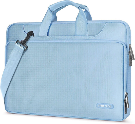 360° Protective Laptop Bag for 15.6-Inch to 16-Inch Devices, Compatible with MacBook Air/Pro, HP, Dell, Lenovo, and Asus - Stylish Carrying Case with Strap and Handle in Airy Blue