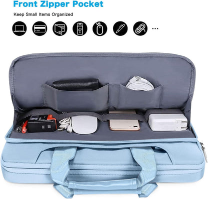360° Protective Laptop Bag for 15.6-Inch to 16-Inch Devices, Compatible with MacBook Air/Pro, HP, Dell, Lenovo, and Asus - Stylish Carrying Case with Strap and Handle in Airy Blue