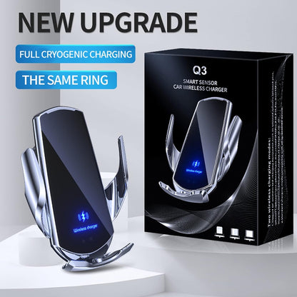 15W Wireless Car Charger with Auto-Clamping Vent Mount - Fast Charging Induction Phone Holder for Automotive Use, Black
